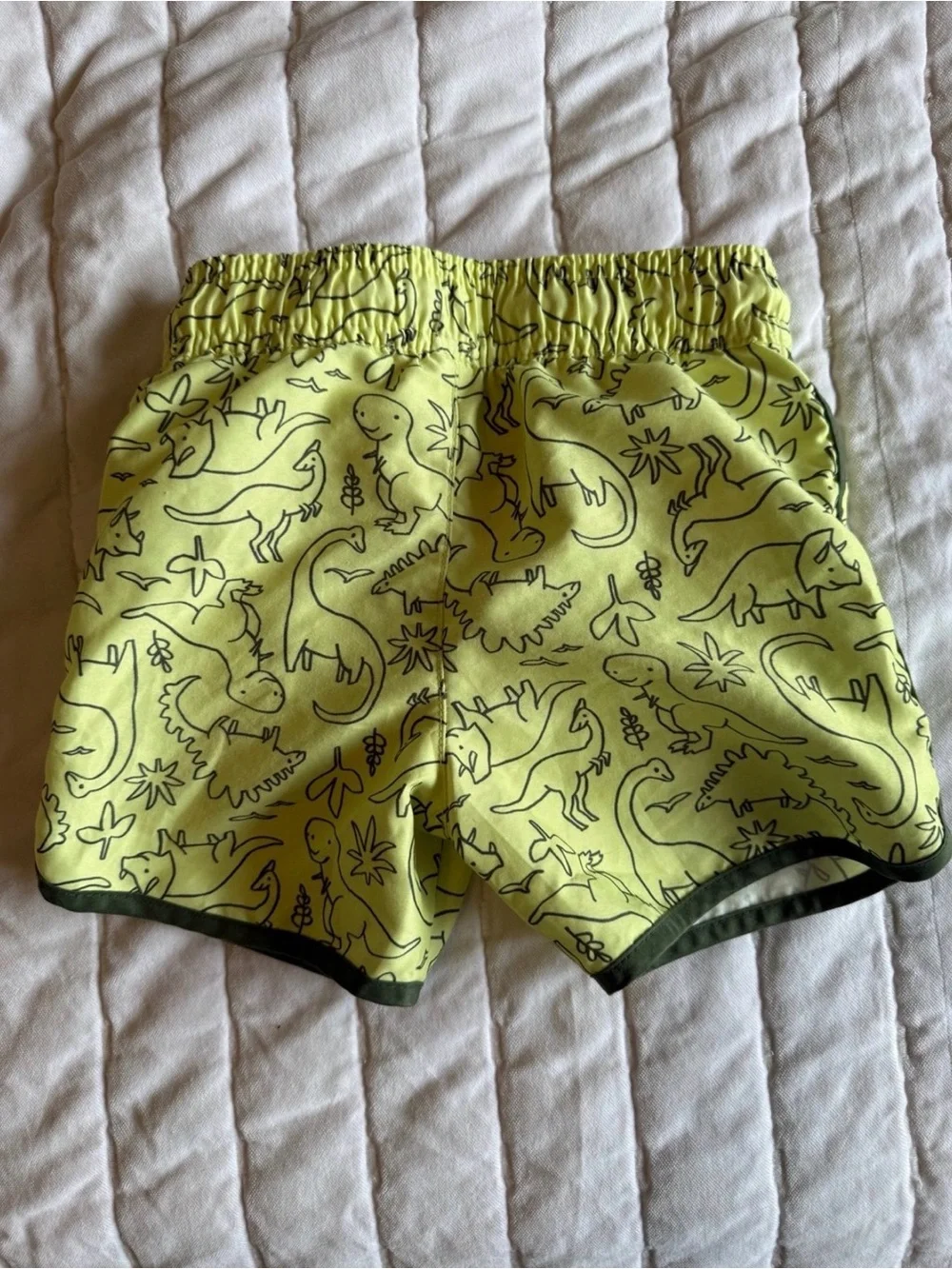 Cat & Jack Dinosaur Print Shorts Toddler 2T Yellow Green